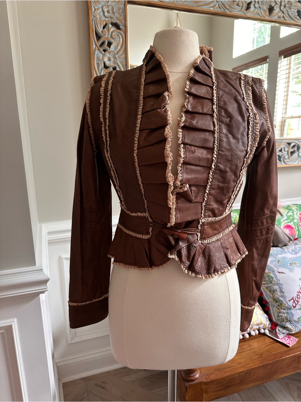 Nwt Vintage Moda International Brown Genuine Leather Jacket